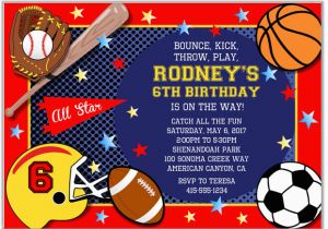 Boy Sports Birthday Invitations Sports themed Birthday Invitations Lijicinu 86b7c7f9eba6