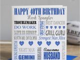 Boyfriend 40th Birthday Card Personalised 40th Birthday Card by Lisa Marie Designs