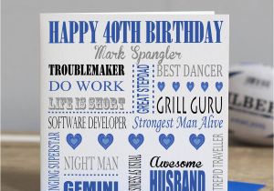 Boyfriend 40th Birthday Card Personalised 40th Birthday Card by Lisa Marie Designs