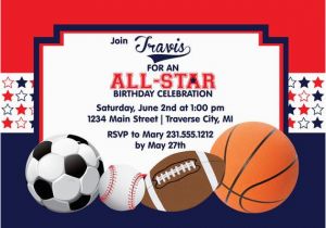 Boys Sports Birthday Invitations All Star Birthday Invitation Printable Sports Boys