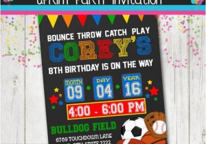 Boys Sports Birthday Invitations Boys Sports Birthday Party Invitation Football soccer