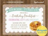 Breakfast Birthday Party Invitations Birthday Breakfast Invitation with Waffles Burlap and