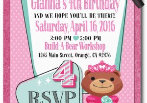 Build A Bear Birthday Party Invitations Build A Bear Birthday Invitations Di 259 Custom