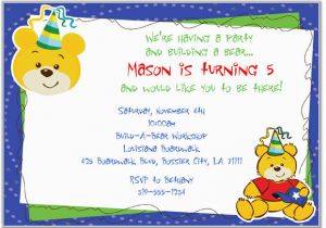 Build A Bear Birthday Party Invitations Build A Bear Workshop Birthday Party Invitations Boy