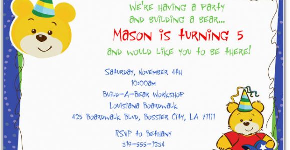 Build A Bear Birthday Party Invitations Build A Bear Workshop Birthday Party Invitations Boy