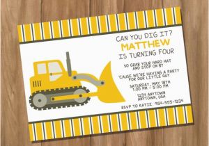 Bulldozer Birthday Invitations Bulldozer Truck Dump Truck Birthday Party Invitation