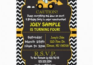 Bulldozer Birthday Invitations Contruction Bull Dozer Birthday Invitation Zazzle