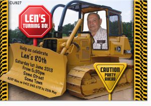 Bulldozer Birthday Invitations Cu927 Adults Digger Bulldozer Invitation Mens Birthday