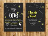 Bumble Bee 1st Birthday Invitations Bumble Bee Birthday Invitation and Free Thank by