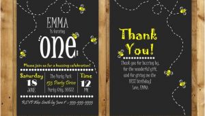 Bumble Bee 1st Birthday Invitations Bumble Bee Birthday Invitation and Free Thank by