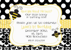 Bumble Bee 1st Birthday Invitations Bumble Bee Birthday Party or Baby Shower Invitation