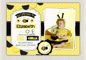 Bumble Bee 1st Birthday Invitations First Birthday Invitation Yellow Bee Girls 1st Birthday