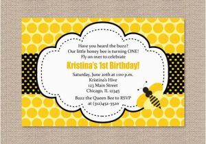 Bumble Bee 1st Birthday Invitations Polka Dot Bumble Bee Birthday Party Invitations 15 00