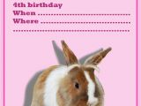 Bunny Birthday Invitation Template Free Birthday Invitation for the 4th Birthday Birthday