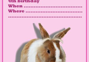 Bunny Birthday Invitation Template Free Birthday Invitation for the 4th Birthday Birthday