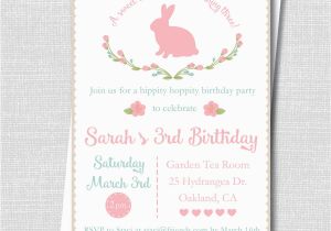 Bunny Birthday Invitation Template Rustic Bunny Birthday Party Invitation Spring Bunny Party