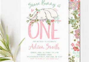 Bunny Birthday Invitation Template some Bunny Birthday Invitation Girl First Birthday Bunny