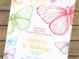 Butterfly First Birthday Invitations Rainbow butterfly Birthday Invitation butterfly Birthday