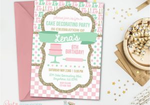 Cake Decorating Birthday Party Invitations Cake Decorating Birthday Invitation Baking Birthday