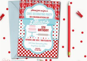 Cake Decorating Birthday Party Invitations Cake Decorating Birthday Invitation Baking Birthday