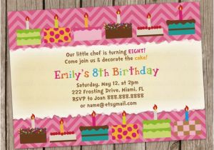Cake Decorating Birthday Party Invitations Cake Decorating Birthday Party Invitation Digital Printable or