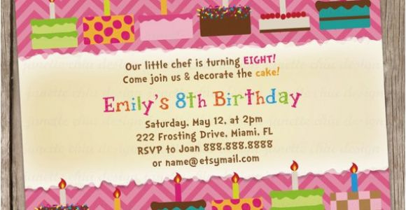 Cake Decorating Birthday Party Invitations Cake Decorating Birthday Party Invitation Digital Printable or