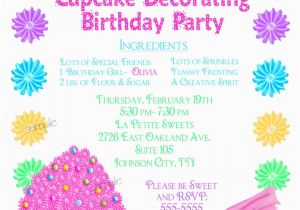 Cake Decorating Birthday Party Invitations Cupcake Decorating Invitations Cupcake Party Baking