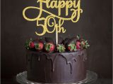 Cake Decorating Ideas for 50th Birthday Gold Silver Black Glitter Happy 50th Cake topper Fiftieth