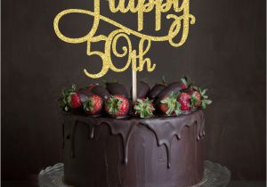 Cake Decorating Ideas for 50th Birthday Gold Silver Black Glitter Happy 50th Cake topper Fiftieth