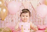 Cake Smash Ideas for 1st Birthday Girl 1st Birthday Photos Pink and Gold 1st Birthday First