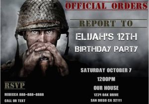 Call Of Duty Birthday Invitations Call Of Duty Wwii Birthday Invitation Personalized