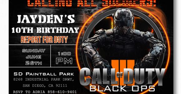 Call Of Duty Birthday Party Invitations Black Ops Birthday Invitations Invitation Librarry