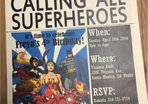 Calling All Superheroes Birthday Invitation Newspaper Invitation Superhero Invitation Daily