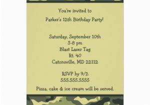 Camo Birthday Card Template Camo Army Green Birthday Party Invitation 5 Quot X 7