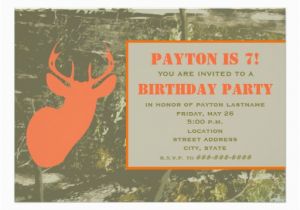 Camo Birthday Card Template Camo orange Deer Head Birthday Party Invite Zazzle