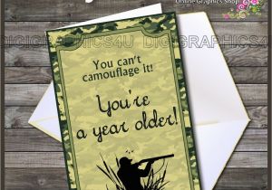 Camo Birthday Cards Camo Hunting Inspired Birthday Greeting Card Digital File