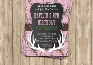 Camo Birthday Invites Camo Girl Hunting 6 Birthday Party Printable Invitation 5×7