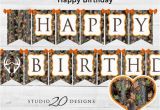 Camouflage Happy Birthday Banner Instant Download Camo Happy Birthday Banner Hunter orange