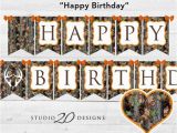 Camouflage Happy Birthday Banner Instant Download Camo Happy Birthday Banner Hunter orange