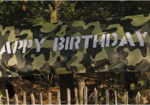 Camouflage Happy Birthday Banner Large Jungle Army Camouflage Camo Decoration Happy