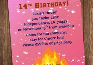 Campfire Birthday Party Invitations Bonfire Party Invitation Outdoor Campfire Birthday Party