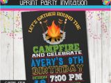 Campfire Birthday Party Invitations Campfire Bonfire Invitation Smores Invite Camping