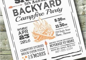 Campfire Birthday Party Invitations Campfire Party Adult Invitation Bonfire 5×7 Invite
