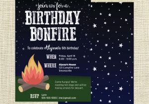 Campfire Birthday Party Invitations Printable Campfire Bonfire Campout Birthday Party Invitation