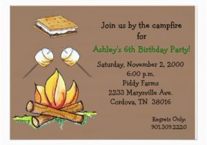 Campfire Birthday Party Invitations Smore Campfire Invitation Zazzle