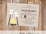 Campfire Birthday Party Invitations Smores Campfire Camping Birthday Invitation Engagement