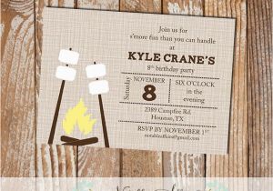 Campfire Birthday Party Invitations Smores Campfire Camping Birthday Invitation Engagement