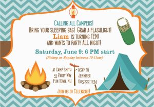 Camping Birthday Invites Camping Birthday Party Invitation Printable Camping Out Party