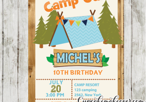 Camping Invites for Birthdays Boys Camping Party Invitation Barn Wood Personalized