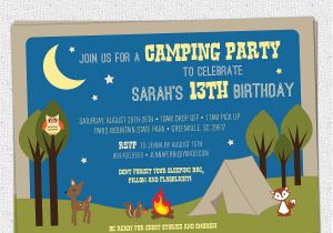 Camping Invites for Birthdays Camping Party Invitation Birthday Summer Woodland Animals